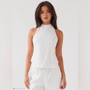 Peppermayo Heatwave White Linen Halter Top NWT AUS 10/US 6